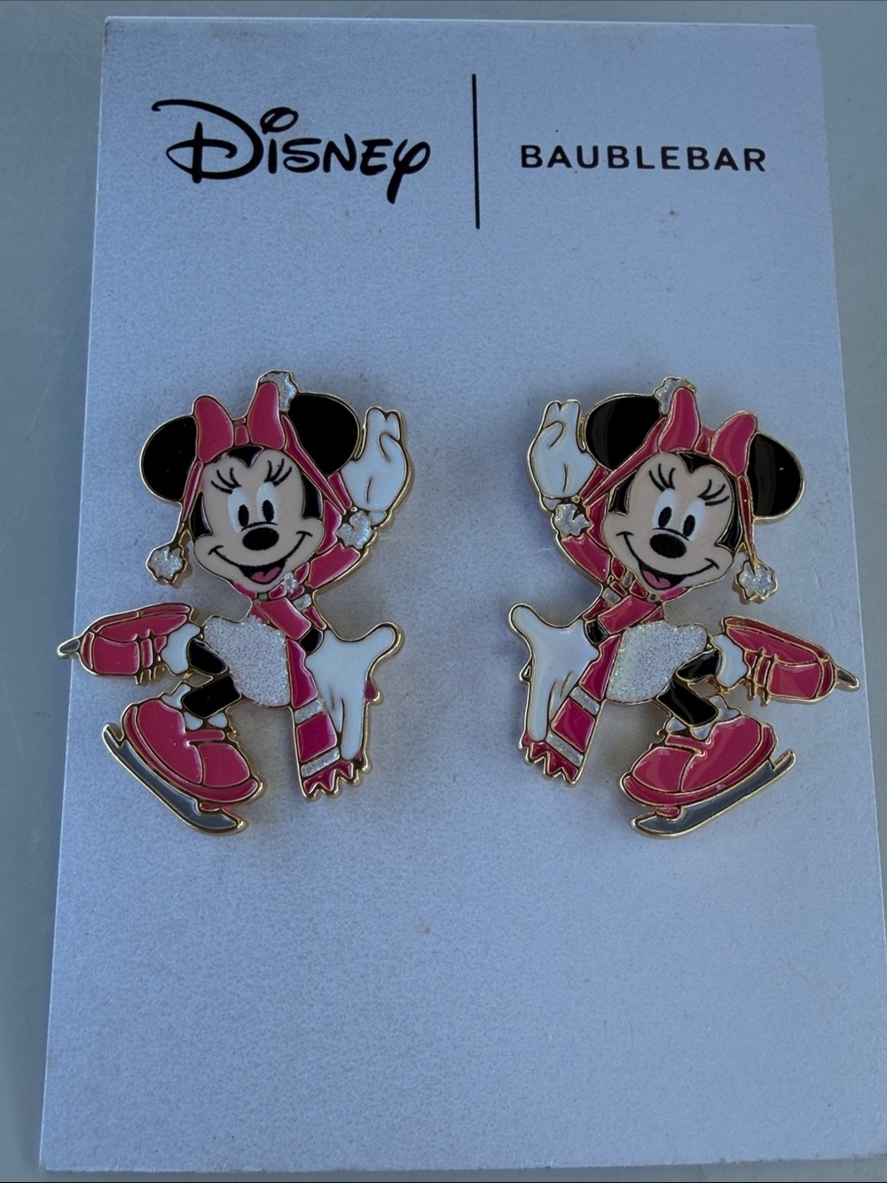 NEW Disney x Baublebar Minnie Ice Skate  Pink Earrings - Picture 3 of 6